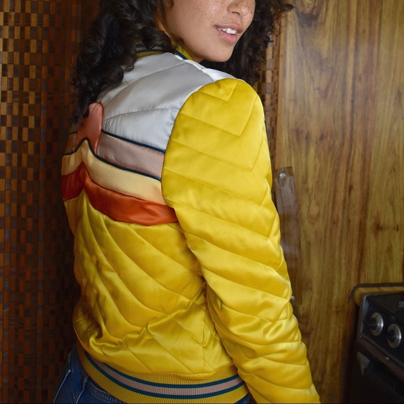 Classic Rock Couture Dolly Western Mustard Bomber Jacket - Picture 3 of 16